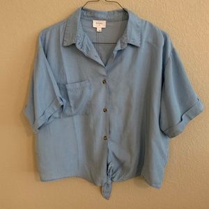 Everly Denim Top, Knotted